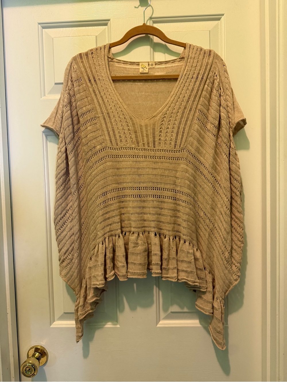 Anthropologie Beige Knit Poncho Sweater